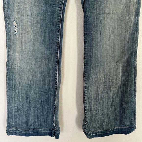 7 Seven For All Mankind Tailorless Dojo Jeans Women's Size 27 Denim Flare HEMMED - Picture 5 of 13